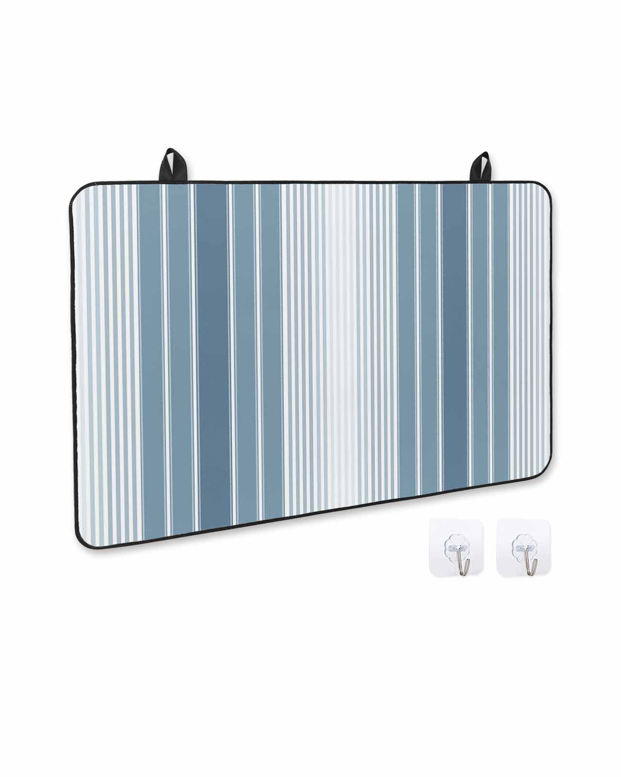nqOlkjepod Large Induction Cooktop Protector Mat 36"x21", Blue Ombre Stripe Stove Top Covers for Electric Stove, Farmhouse Simple Striped Decorative Stove Burner Cover Mats, Glass Top Stove Cover