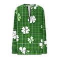 thumbnail image 4 of St. Patrick's Day Sweatshirt for Women Plaid Pattern Shamrock Graphic Quarter Zip Pullover Long Sleeve Classic Fit Festive Party Top, 4 of 5