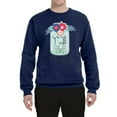 thumbnail image 2 of Wild Bobby, Y'all Is Not Word It's A Word Southern Artsy Jar with Flowers Pop Culture Unisex Crewneck Graphic Sweatshirt, Navy, X-Large, 2 of 3