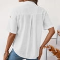 thumbnail image 4 of Gfyviroh Linen Shirts for Women Short Sleeve Summer Lightweight Shirts Button Front Pockets Loose Shirts, 4 of 7
