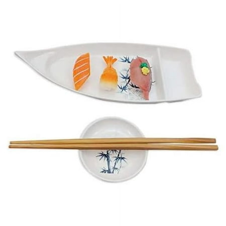 

sushi boat shape plate sushi sashimi serving plate plastic tray 10 x 4.5 inch white bamboo