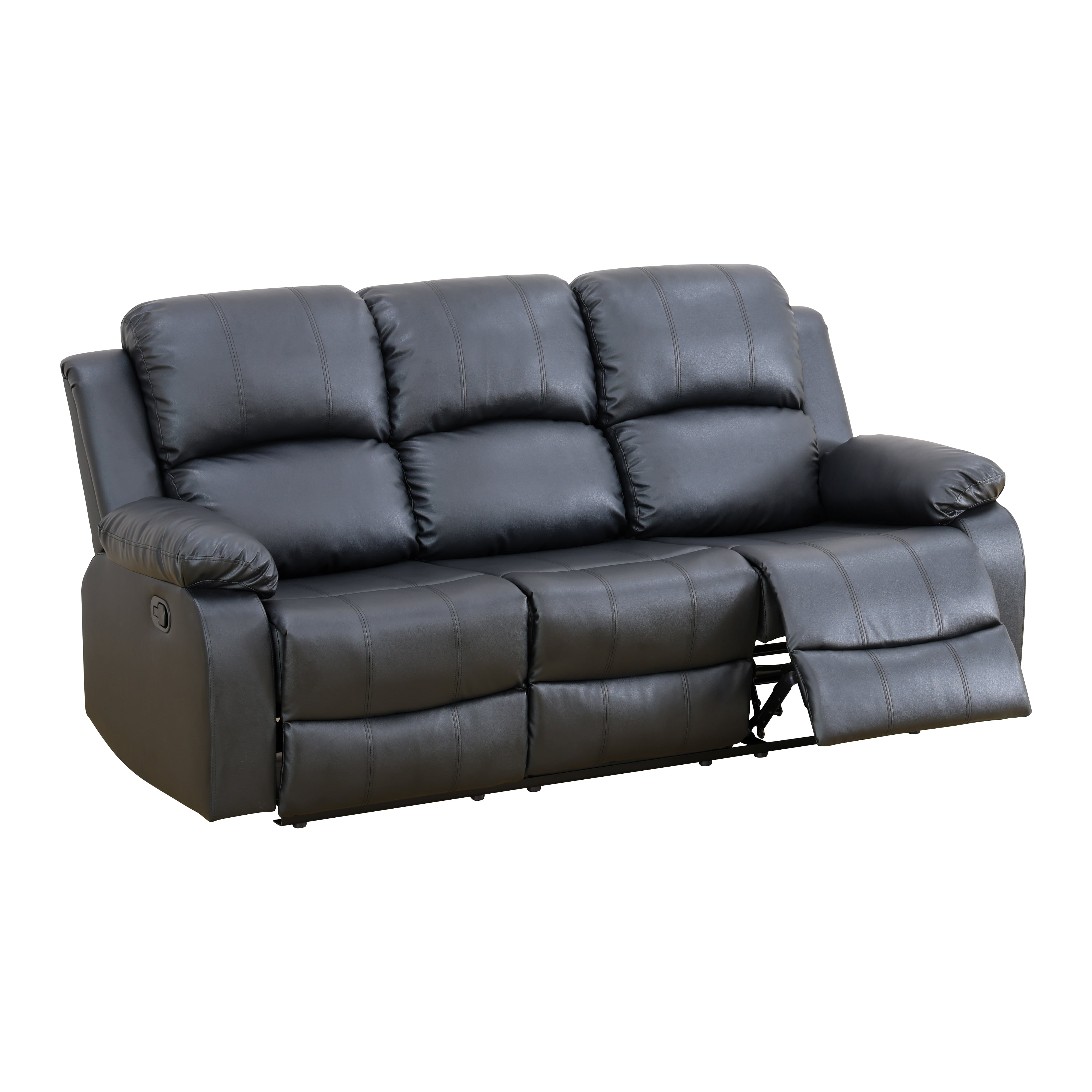 Gewnee Sofa Adjustable Multifunctional Recliner Solid Wood Frame Air Leather Upholstery Living Room Black