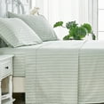 thumbnail image 4 of Melange Home Bedford Lane Shirt Stripe Percale Cotton Sheet Set Purple - King, 4 of 5