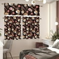 thumbnail image 3 of Coffee and Cane Candy Kitchen Curtain Valance and Tiers Set of 3 Coffee Theme Farmhouse 24 Inch Length Tier Curtains Kitchen Decor Blackout Drape Window Curtain,Size M, 3 of 4