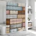 thumbnail image 5 of Polyester Fabric Brown Pink Vintage Shower Curtain, Retro Farmhouse Elegant Pastoral Waterproof Bathtub Curtain Bathroom Decor Set with Hooks 66 x 72 Inches, 5 of 6