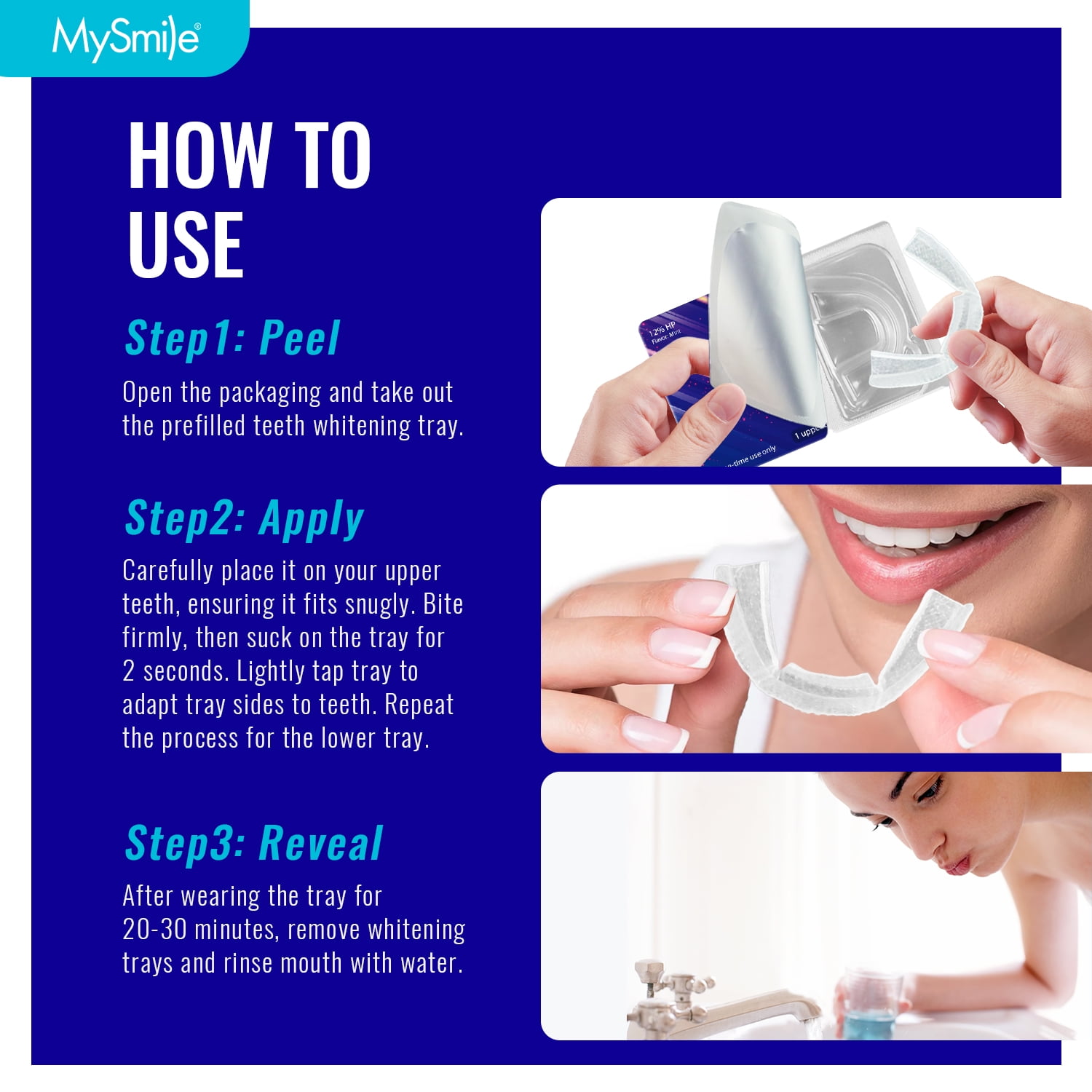 MySmile 14PC Prefilled Teeth Whitening Trays, 12% Hydrogen Peroxide Teeth Whitening Gel Tray Kit Mint Flavor, 7 Treatment, Remove 20 Years Stain