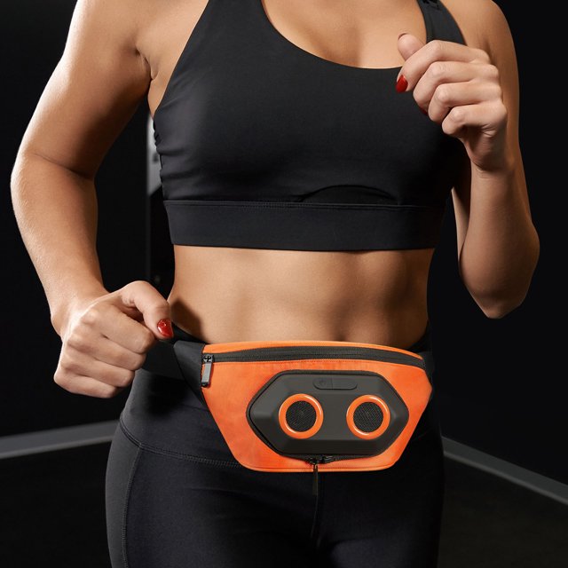 Haut-parleur du sac de taille, tissu à l'épreuve de l'eau claire effet sonore sans fil de taille sans fil rechargeable pour les sports extérieurs orange