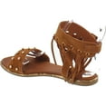 thumbnail image 3 of Yoki Acacia-47 Micro Fabric Women's Flat Sandal With Studs & Fringe, 3 of 4