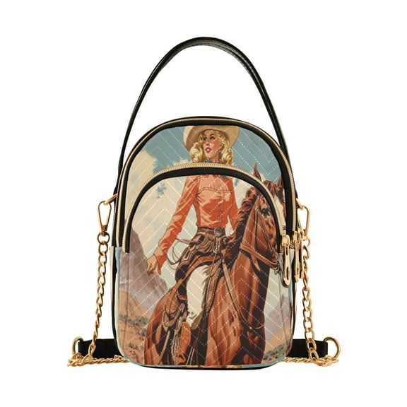 ALAZA Chain Crossbody Bags for Women Girl with Horse Landscape Shoulder Handbag Phone Purse