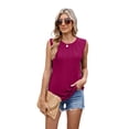 thumbnail image 5 of TEMOFON Tank Tops for Women Loose Fit Summer Scoop Neck Tanks Casual Dressy Comfy Soft Pleats Long Tanks Purple Sleeveless Flowy Tunic Tops M, 5 of 5