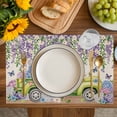 thumbnail image 4 of Blue Purple Floral Placemats Set of 4, Spring Vintage Hydrangea Flower Truck Placemats for Dining Table, Place Mats for Kitchen Tabletop, Waterproof Wipeable Dining Table Mats Set, 4 of 9
