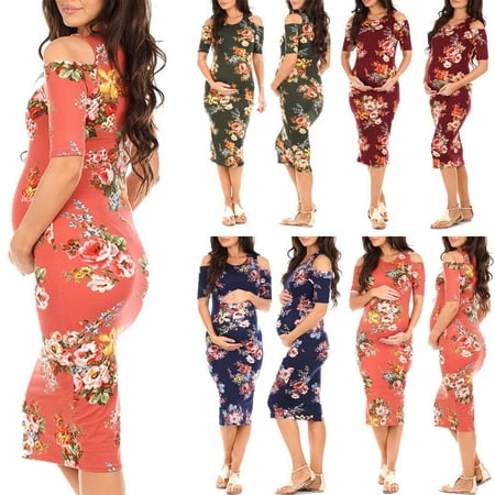Maternity Floral Dress Womens Fashionable Wear Pregnancy Clothes Short (Best Maternity Wear Websites)