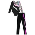 thumbnail image 6 of YEAHDOR Kids Girls Skating Dance Outfit Shiny Rhinestones Gym Leotard with Yoga Pants Active Tracksuit Leopard&Hot Pink 12, 6 of 7