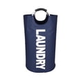 thumbnail image 2 of 90L Large Laundry Basket, Collapsible Laundry Bag, Freestanding Tall Clothes Hamper, Foldable Washing Bin (Navy Blue，1PC), 2 of 6