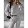 thumbnail image 3 of Womens 2 Piece Outfits Sweatsuit Oversized Sweatshirt Lounge Sets Baggy Sweatpants Fall Fashion with Pockets White M, 3 of 8