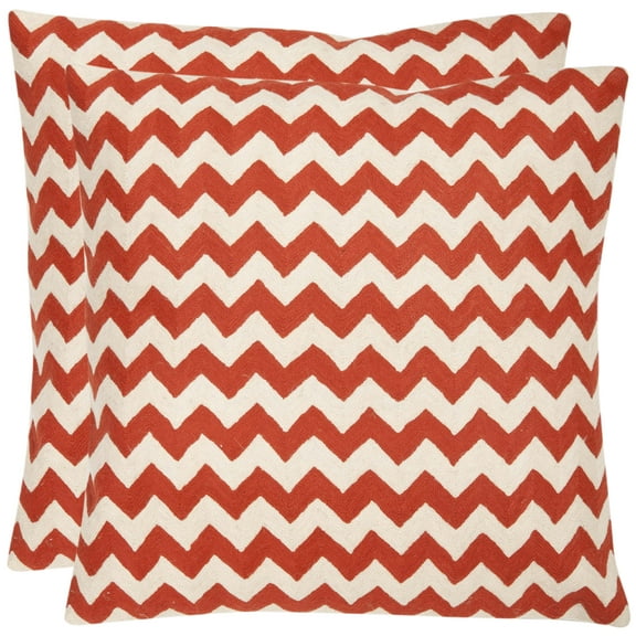 SAFAVIEH Urban Striped Pillow, 18" x 18", Orange Sunburst, Set of 2