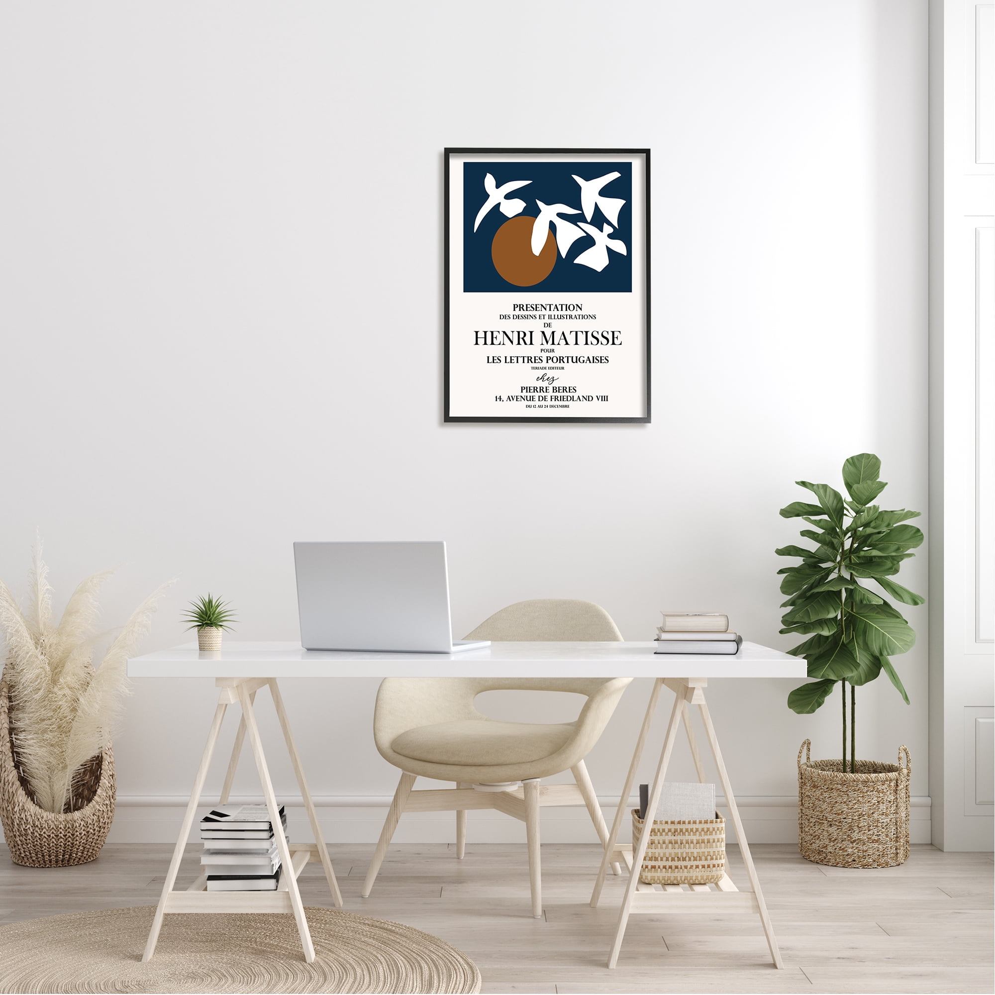 Stupell Industries Historic Matisse Birds Flying Sun Collage Flyer Framed Wall Art, 24 x 30, Design by Ros Ruseva