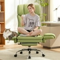 thumbnail image 5 of COOLHUT Big and Tall Office Chair, High Back Executive PU Leather Desk Chair with Footrest, Ergonomic Home Office Chair Computer Chair with Lumbar Support & Padded Armrest, Avocado Green, 5 of 11