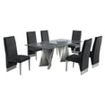 thumbnail image 1 of Clear Glass Dining Set with Table and 6 Black Velvet Chairs, 1 of 4
