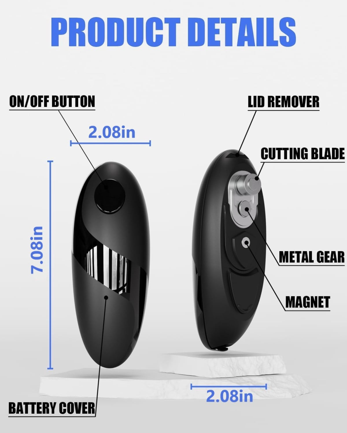 Behome Electric Can Opener, One Touch Automatic Kitchen Can Opener for Seniors with Arthritis, Hands Free & Smooth Edge, Battery Operated, for Any Size Can, Black
