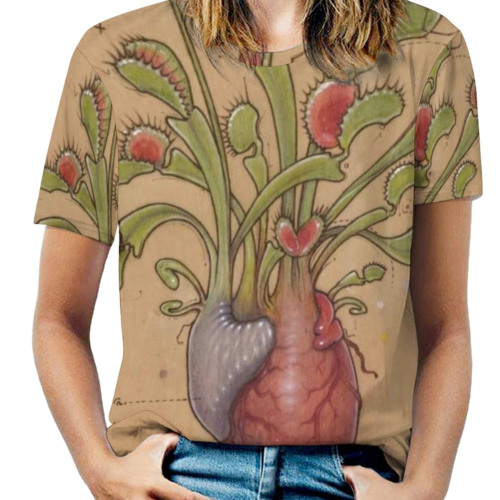 Dionaea Heart ( Venus Flytrap ) Sexy And Club Fashion Female T-Shirt Short  Sleeve Off Shoulder Lady T Shirts - Walmart.ca
