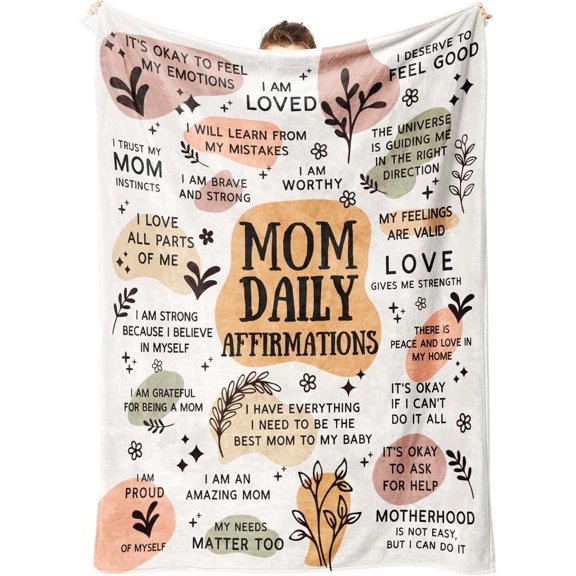 LHSHID New Mom Gifts for Women New Mom Blanket Gifts for New Mom with Mom Daily Affirmations Messages Gifts for New Mom Mama 30x40in