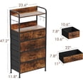 thumbnail image 3 of Dresser for Bedroom with 5 Drawers, Chest of Drawers with Shelf and Hooks, Tall Chest Organizer Unit for Living Room,Wide Chest of Drawers, Fabric Dresser Wooden Storage Rack, Retro, 3 of 7