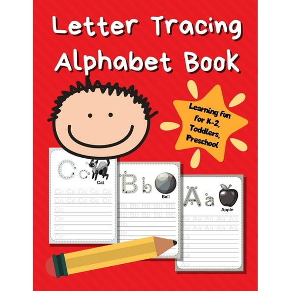Letter Tracing Alphabet Book: ABC Learning Book for Kids - Toddlers, Preschool, K-2 - Red, (Paperback)