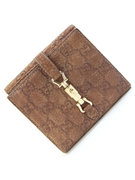 Pre-Owned Gucci bi-fold wallet, Guccissima 220354, brown leather, compact Jackie design,...