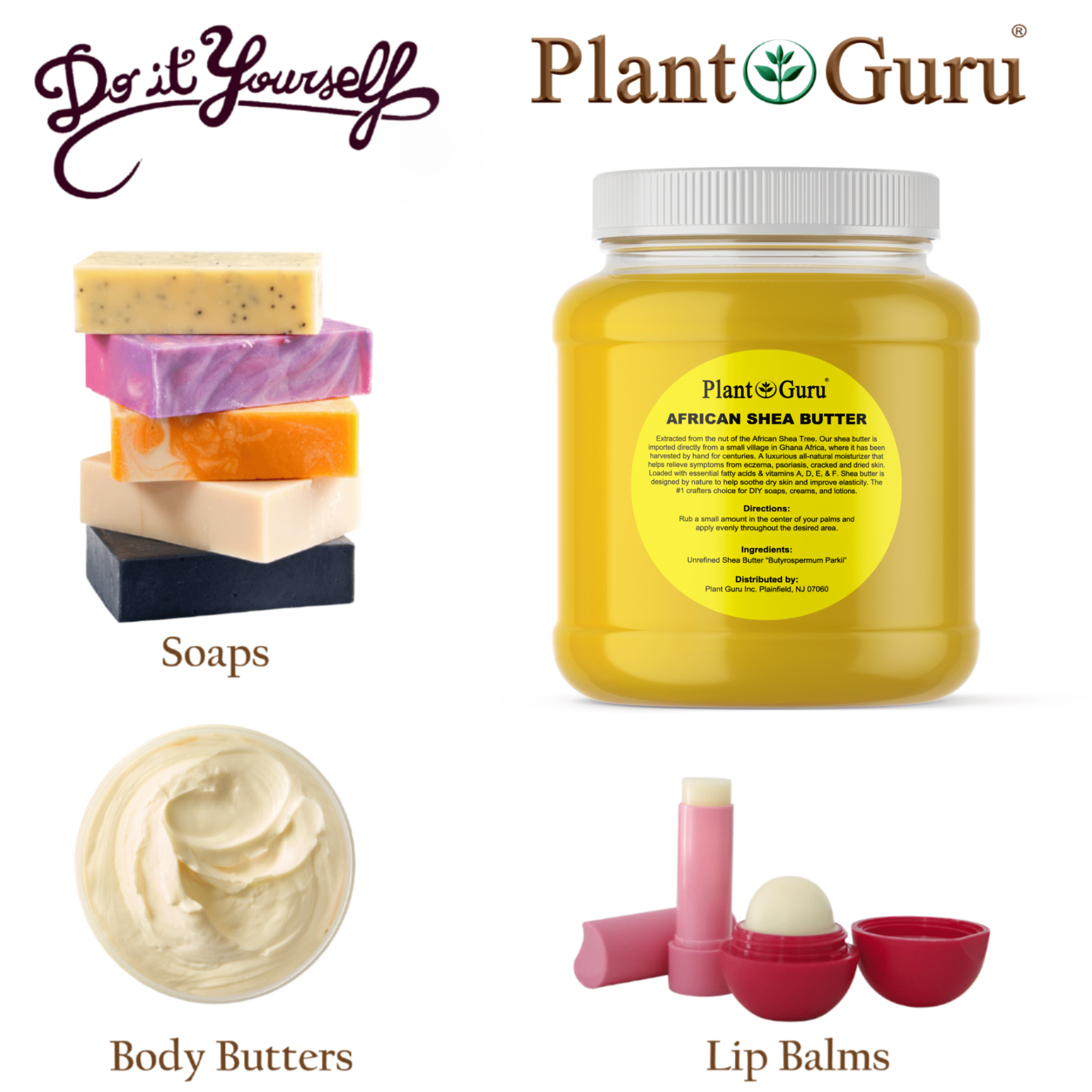 Raw African Shea Butter 3 lbs. Bulk Wholesale 100% Pure Natural Unrefined Organic Yellow Great For DIY Body Butters, Lotion, Cream, lip Balm & Soap Making Supplies, Eczema & Psoriasis, Stretch Mark