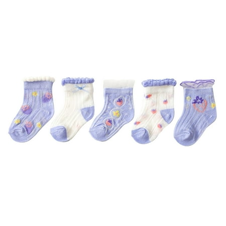 

Honeeladyy Clearance under 5$ Toddler Girls Socks Cute Cartoon Flower Pattern Breathable Mesh Kids Non-slip Cotton Socks