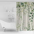thumbnail image 2 of Green Eucalyptus Shower Curtain, 72" x 72", Leaf Retro Linen Background Farmhouse Waterproof Bathroom Curtain Washable Shower Curtain Set with 12 Hooks, 2 of 6