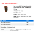 thumbnail image 2 of Left Driver Side Tail Light Assembly - Compatible with 1984 - 1988 Toyota Pickup 1985 1986 1987, 2 of 2