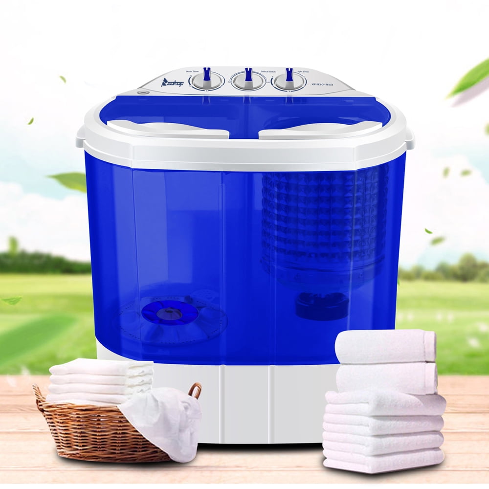 Topcobe Portable Compact Mini Twin Tub Washing Machine w/Wash and Spin Cycle, 10.4Lbs Semi