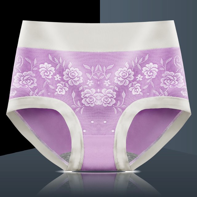 Puntoco Ropa interior breve para mujer Braguitas de encaje de color liso a la moda para mujer Bragas cómodas de algodón de cintura alta Bragas sexys para mujer