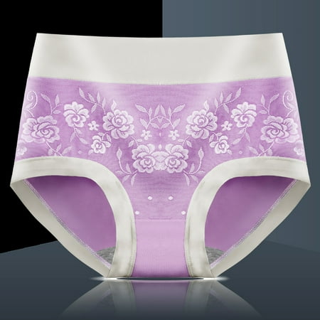 EQWLJWE Womens Briefs Underwear Cotton High Waist Plus Size Panties Stretch Soft Panty Hot Pink L