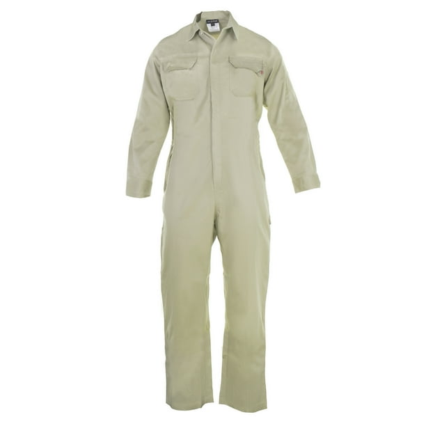 Flame Resistant FR Coverall 88 C / 12 Nylon (Large, Khaki