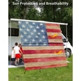 thumbnail image 3 of 4th of July RV Awning Sun Shade Screen 9'X7' Patriotic American Flag Mesh Sunscreen Retro Wooden Plank Awning Shade Screen with Zipper UV Blocker Completed Kits for RV Motorhome Camper, 3 of 7