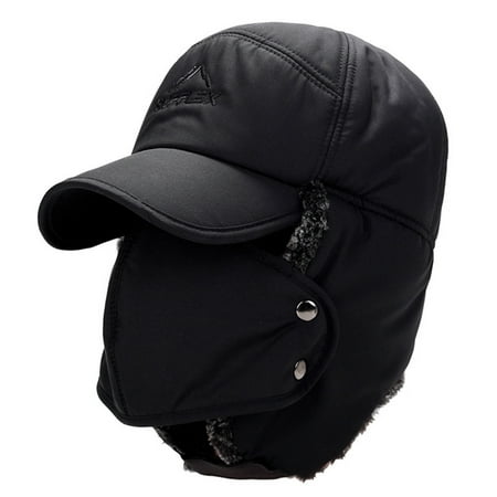 Winter Leather Baseball Cap Earflap Fitted Hats Men Soft 
