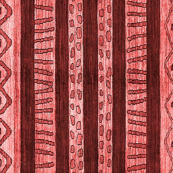 Ahgly Company Machine Washable Indoor Square Abstract Red Modern Area Rugs, 8' Square