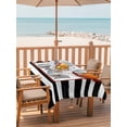thumbnail image 2 of Outdoor Tablecloth with Umbrella Hole for Patio/Picnic/Party/Camping, Black White Striped Waterproof Table Cloth Rectangle Table Cover Washable, Football Stripes Farmhouse Art (60"x 84"), 2 of 8