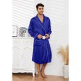 thumbnail image 3 of Vulcanodon Men’s Satin Robe Lightweight,Men's Luxurious Silk Kimono Bathrobe（Royal Blue, XX-Large-3X-Large）, 3 of 5