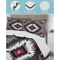 thumbnail image 4 of Quilts Full Size, Boho Red Grey Soft Comforter Bedding Set for Bed, Geometric Southwestern Retro Ethnic Lightweight Quilted Bedspread with Pillow Cover(2 Pieces) for All Season, 78x90 Inch, 4 of 6