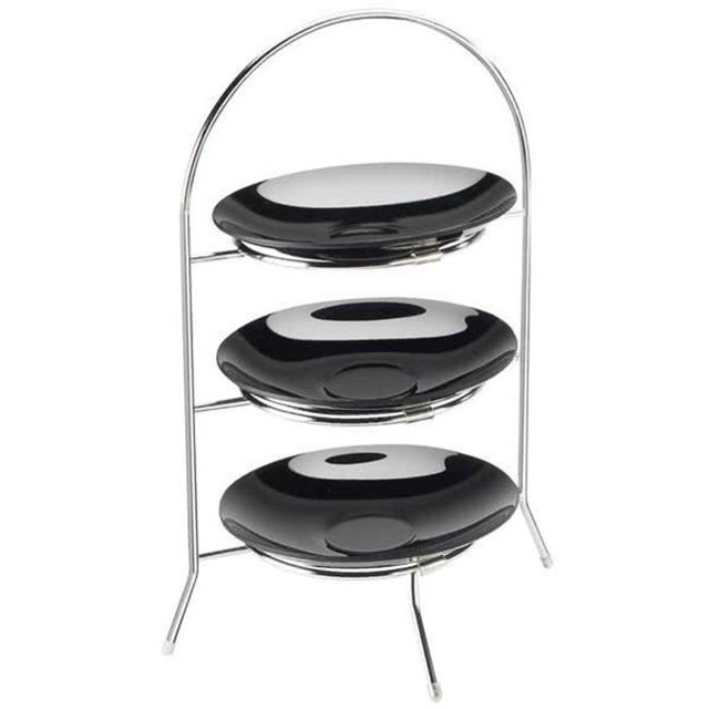 Cal Mil 977-8-49 Iron-Frame 3 Tier 6 in. dia. - Chrome - Silver