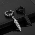 thumbnail image 5 of 2 pares de pendientes de moda con forma de cruz y plumas, estilo punk rock para mujer, color negro, 1 par, 5 of 5