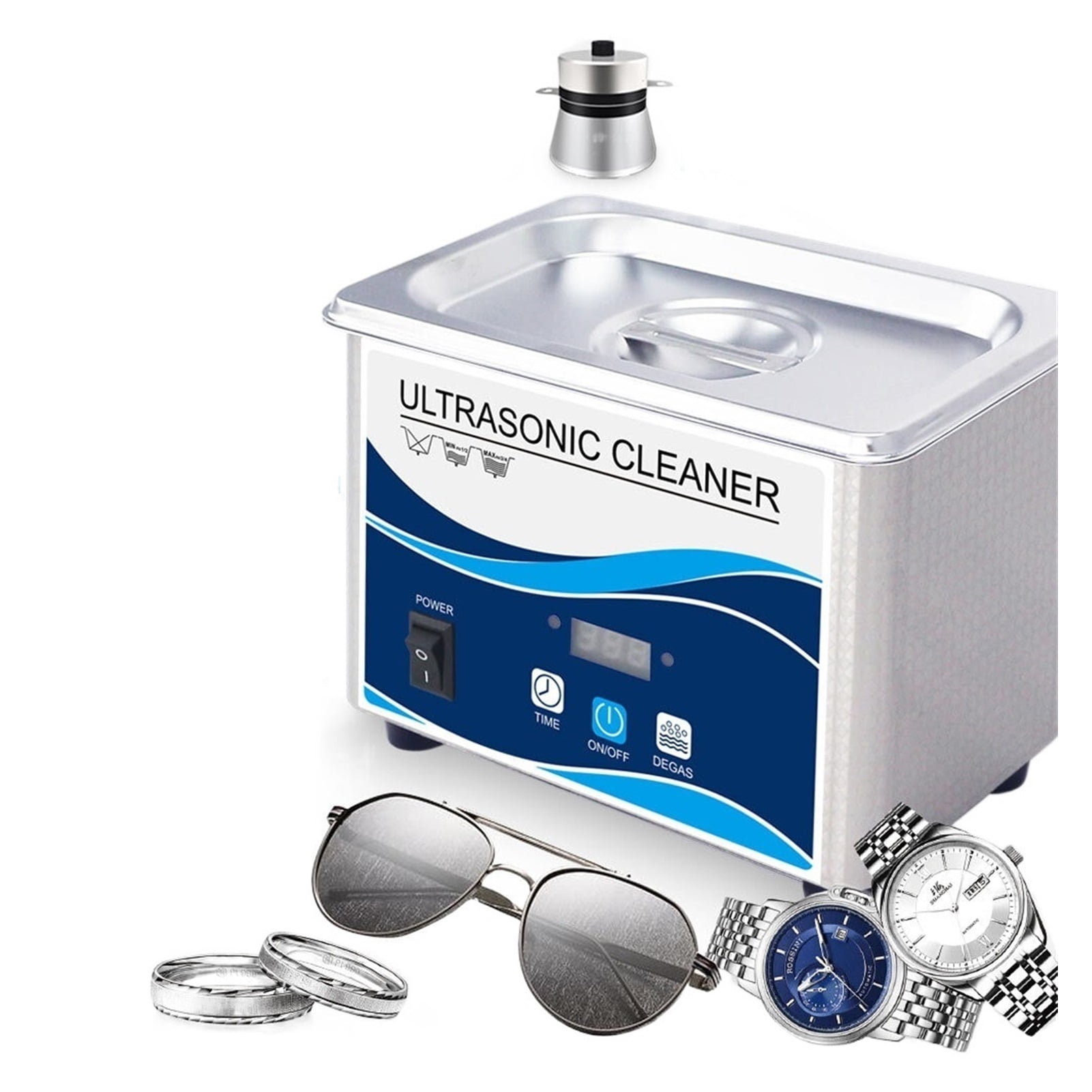 Digital Ultrasonic Cleaner 60W Sonicator Bath 40Khz For Gold Sliver Jewelry Glasses Jade Necklace Oxides Rust Oil Washer ,Strong Cleaning