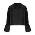thumbnail image 5 of Lenago Women's Shirts Fitting Stylish Pleated Solid Color Patchwork Long Sleeved Shirt Casual Loose Blouse Top, 5 of 7