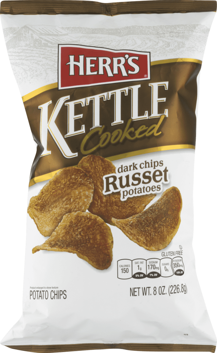 Herr's Kettle Cooked Dark Russet Potato Chips 7.5 oz. (4 Bags