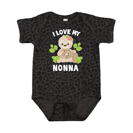 

Inktastic Cute Sloth I Love My Nonna with Green Leaves Boys or Girls Baby Bodysuit