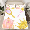 thumbnail image 2 of Manfei Pumpkin Carriage Queen Sheet Sets,Princess Gold Crown Flat Sheet,Fairy Tale Theme Queen Fitted Sheet For Girls,Breathable Home Decor,4-Piece, 2 of 7